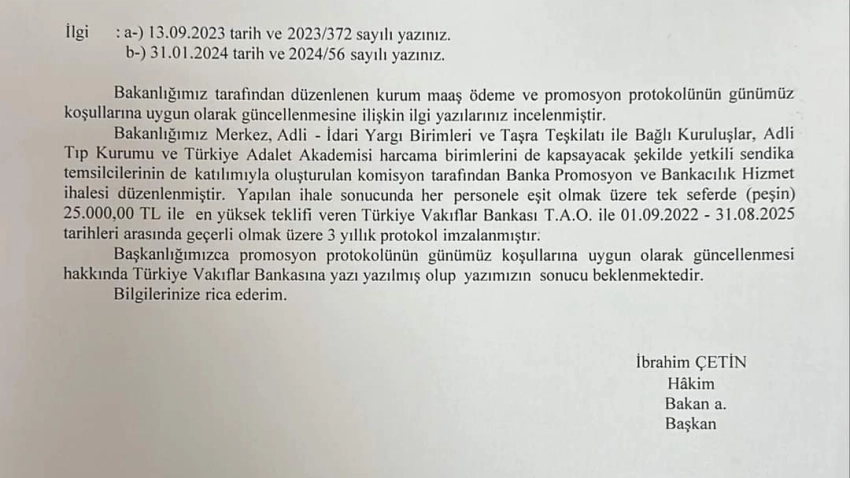 Adalet Bakanlığı Personeli Promosyon Güncellenmesi