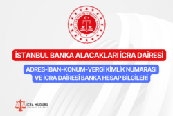 İstanbul Banka Alacakları İcra Dairesi hakkında adres, IBAN, konum, vergi kimlik numarası ve banka hesap bilgileri sunulmaktadır.