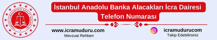 İstanbul Anadolu Banka Alacakları İcra Dairesi telefon numarası