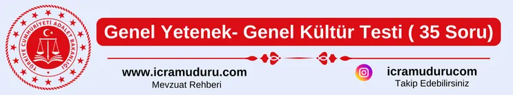 İcra Müdürlüğü Sınavı Genel Yetenek Genel Kültür Konu ve Soru Dağılımı