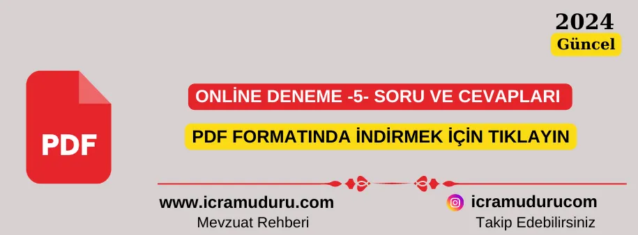 24 Kasım 2024 Alan Bilgisi Online Deneme 5 Soru ve Cevaplar