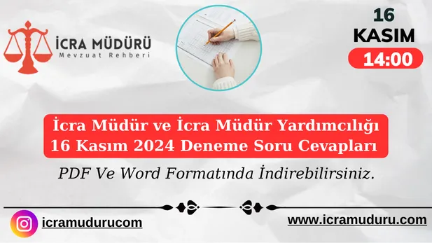 16 Kasım 2024 Deneme Soru ve Cevapları Yayınlandı