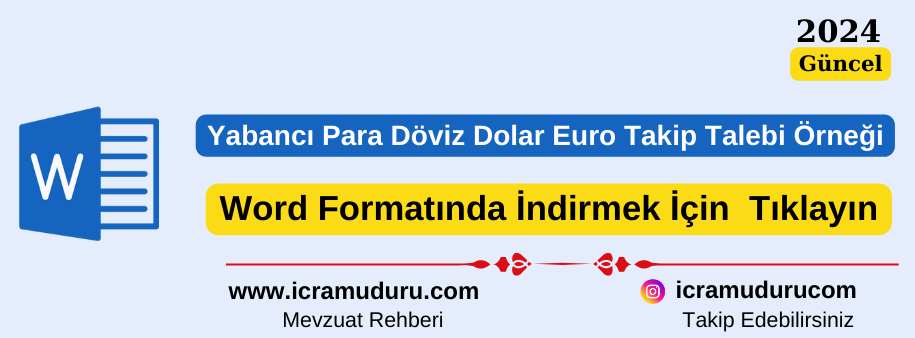 Yabancı Para Döviz Dolar Euro Takip Talebi Örneği