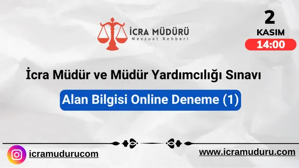 İcra Müdür ve İcra Müdür Yardımcılığı Sınavı Alan Bilgisi Online Deneme