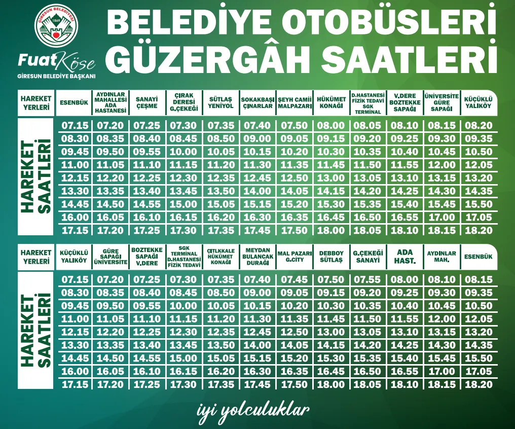 Ordu Giresun Dolmuş Saatleri, Güzergahları ve Ücretleri 2025