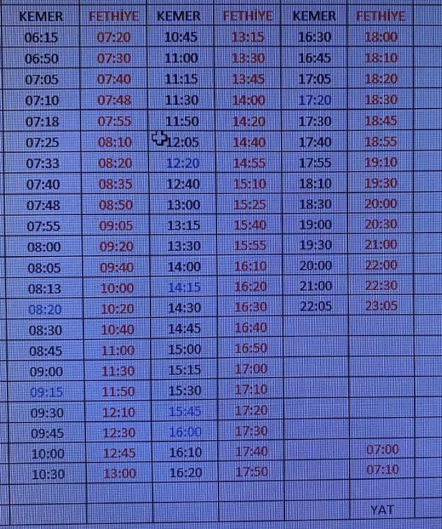 SS 24 Nolu Seydikemer Koop-Fethiye Dolmuş Saatleri 